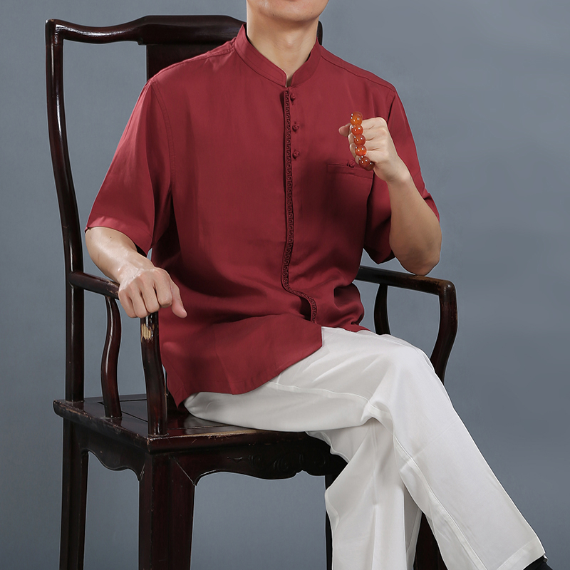 Baforon men's Tanglao Summer Short Sleeve Coat Chinese style young Chinese style embroidery coat