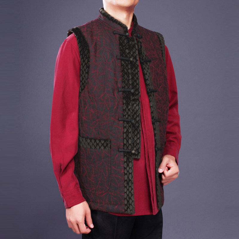 100 Foolong upscale fragrant cloud yarn plus cotton men's shoulder folk style men's and women's Tangclothing disc buckle Ma A autumn and winter new