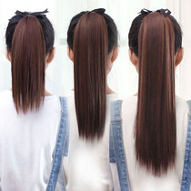 Wig Woman Short Hair Long Straight Hair Style Net Red High Horsetail Clip Braid Strap Style Realistic Hair Zal Matt Natural