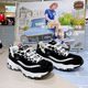 Skechers/Skechers D'lites ເກີບແລ່ນ panda ສີດໍາແລະສີຂາວສໍາລັບຜູ້ຊາຍແລະແມ່ຍິງເກີບກິລາບາດເຈັບແລະສະດວກສະບາຍ 66666179