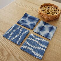 Lanyan Japanese tie-dyed cotton and linen coasters handmade fabric insulated water-absorbent table mats tea ceremony creative simple pastoral style