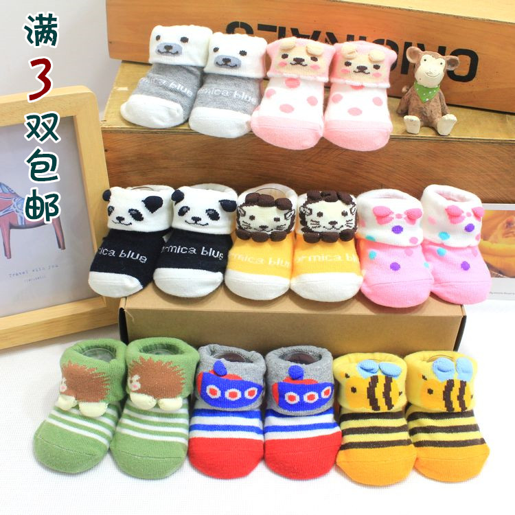 Newborn Baby 0-3 Months Fall Thin stock Socks Baby Pure Cotton Boneless Spring Autumn Pure Cotton Socks Cartoon Socks