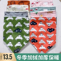 Baby products winter triangle towel pure cotton double-layer snap button autumn and winter thickened male and female baby saliva towel bib scarf