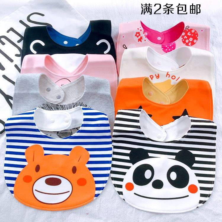 Spring and autumn and summer cotton baby cartoon printing waterproof bib 0-1-3 years old male and female baby cotton saliva towel bib