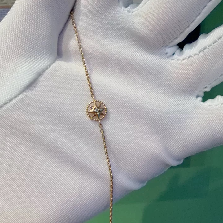 99% New Dior Hollow Eight-Pointed Star Bracelet 18K Rose Gold