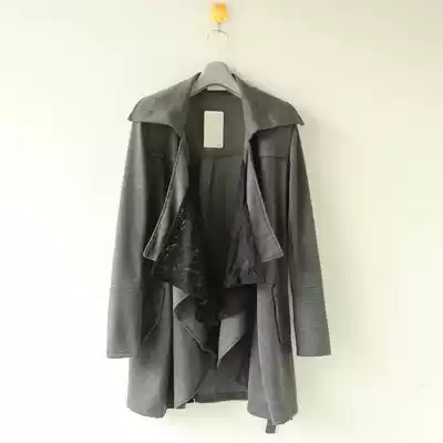 2021 spring new sweet retro temperament big lapel collar thin long version windbreaker Korean version of female slim windbreaker