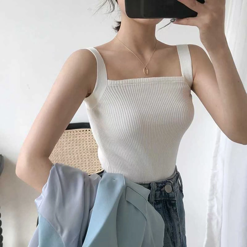 cô gái vest sievewear ròng không tay màu đỏ eo dây đeo phù hợp với đầu mùa hè với chic sling nhỏ đan