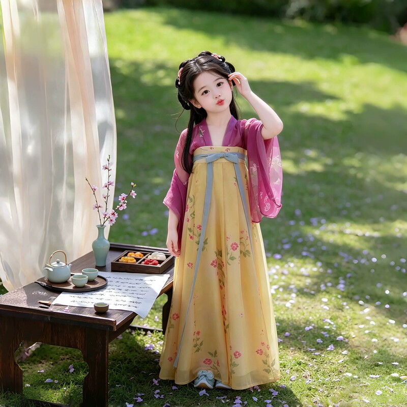 Girls' Hanfu 2026 Autumn New Style Restoration Cheongsam Skirt Ancient Style Baby Girl Tang Dynasty Twelve Skirts Large Sleeve Shirt Girls' Hanfu 2026 Autumn New Style Restoration Cheongsam Skirt Ancient Style Baby Girl Tang Dynasty Twelve Skirts Large Sleeve Shirt