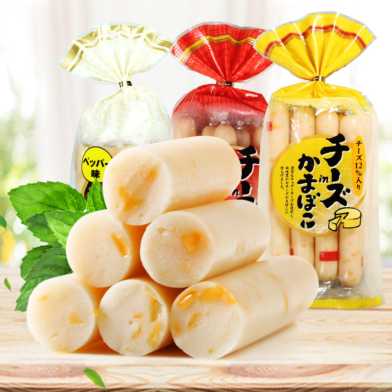 Japan imported snacks Children's cheddar cheese Deep sea ready-to-eat cod meat sausage Seafood fresh snacks Small fish sausage