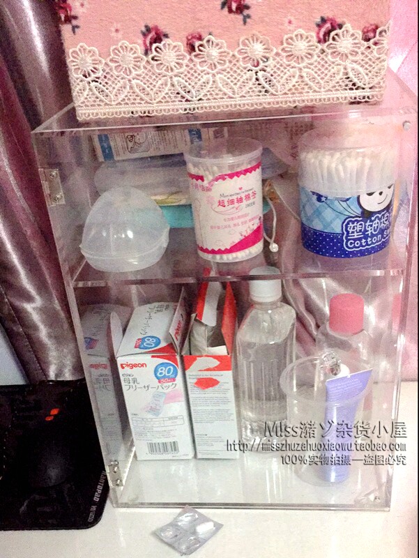 Desktop transparent two-layer large open door dust-proof skin care products water lotion makeup storage finishing box cabinet