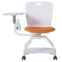 Multi-angle rotating upper font board Training chair Book net shelf Student class desk and chair One-piece office reporter chair