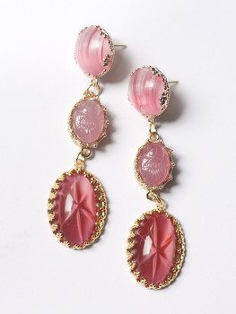 European and american rare pink glaze colored treasures, second-hand earrings and ear clips