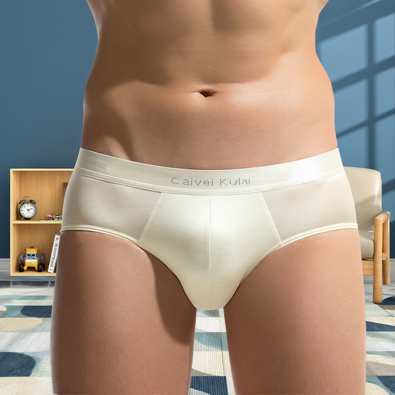 Men's Briefs, Ice Silk, Quick-Drying, Breathable, Comfortable, Luxurious Shorts, Satin Silky, Antibacterial, Mid-Waist, Sexy Underwear