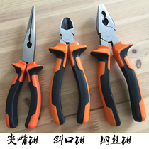 Double color handle wire pliers tip nose pliers diagonal pliers 8 inch six inch pliers household torque pliers vise tool