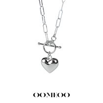 OOMEO Rock Sweetheart 925 Pure Silver Small Crowd Design Sensuous Pendant Necklace Women Ins Tide Lock Bone Chain Cool