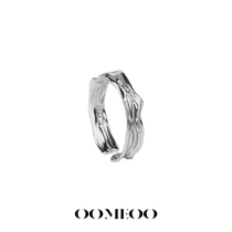 OOMEO Chuan 925 pure silver ring male and female small crowddesign opening adjustable personality ring dark black wind brief