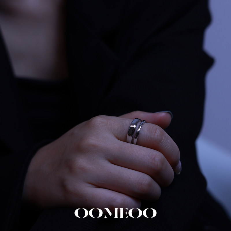 OOMEO Morning Worship clearance 925 pure silver glossy ring female forefinger Ring Men Chains Damp Personality small crowd adjustable
