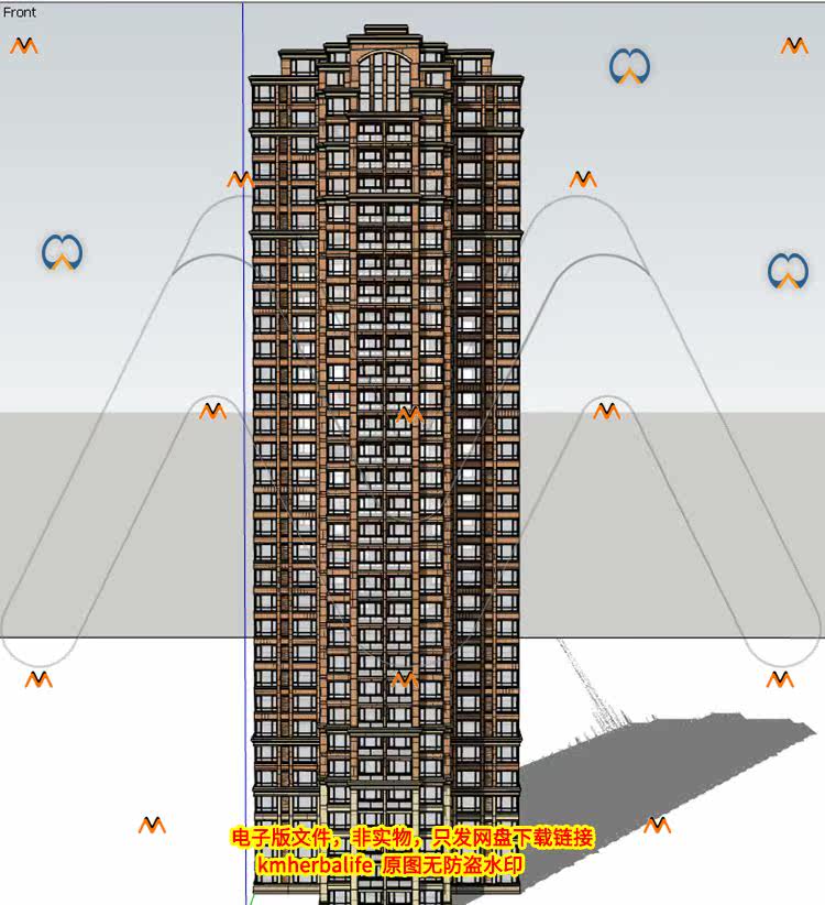 新古典中式风格超高层1单一梯四户33层住宅建
