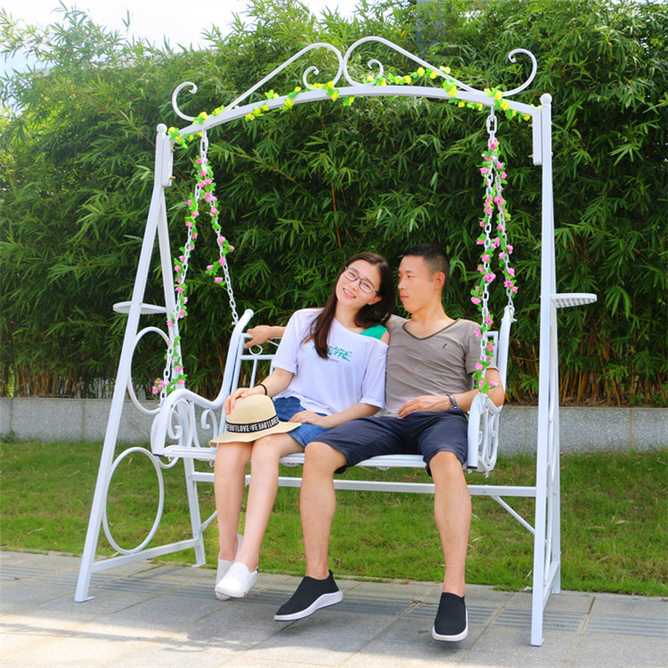 Outdoor Swing Set of Balcony Rocking Chair Retro Eurostyle Patio Adults hangchairs Home Outdoor Iron Art Biathlon chairs