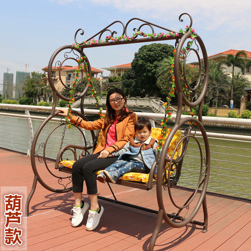 Outdoor leisure rocking chair Rocking Bed hanging bed Outdoor Balcony Garden Patio double Swings Chair Iron Art Trio SWING