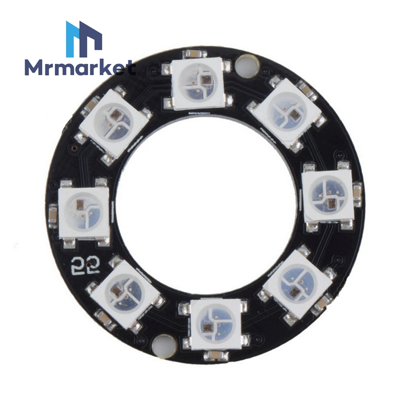 8 bits WS2812 5050 RGB LED Smart Full-Carnivals RGB Light Ring Development Board-Large Ring