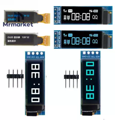 0 91 inch OLED module IIC interface 128X32 SSD1306 compatible 3 3V 5v White Blue