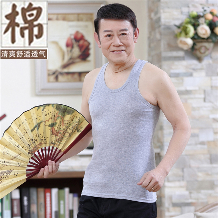 Trung niên và người đàn ông lớn tuổi của mùa hè bông mồ hôi vest mồ hôi già vest cha breathable cotton lỏng quần áo ông nội