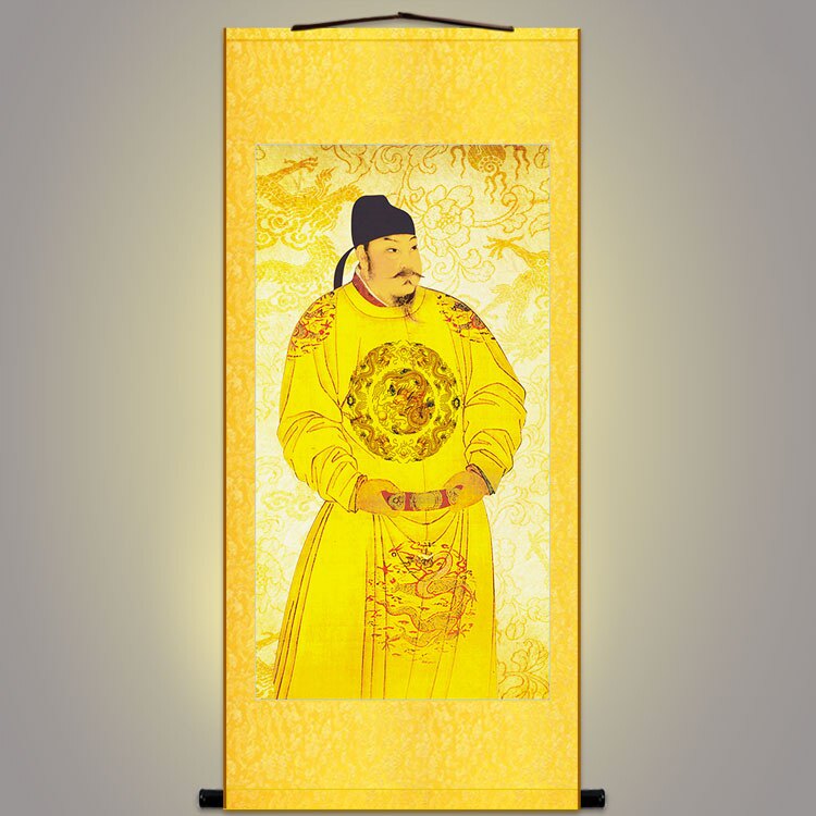 Portrait of the Emperor of the Tang Dynasty Tang Taizong Li Shimin hung painting and calligraphy room decoration painting silk painting scroll painting