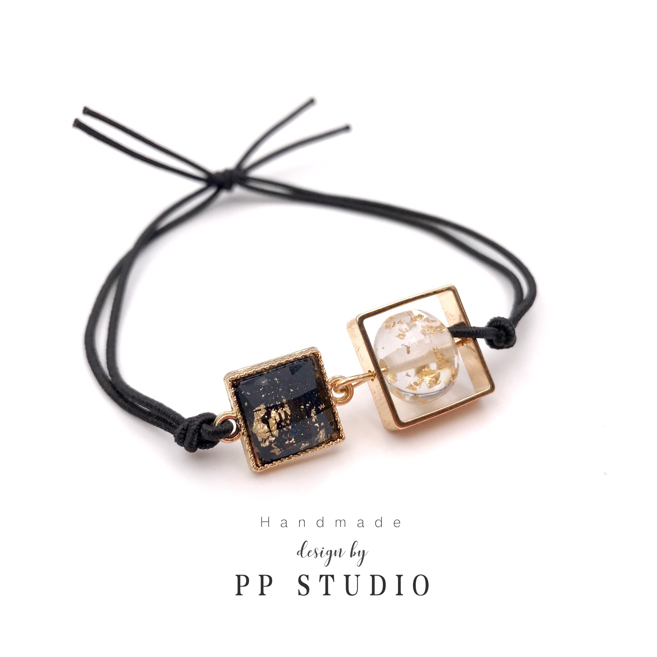 ▲ PP STUDIO design thiết kế ban đầu may mắn chuyển lá vàng hạt vòng tay dây tóc sử dụng kép cao su dây đeo tóc - Vòng đeo tay Clasp vong deo tay