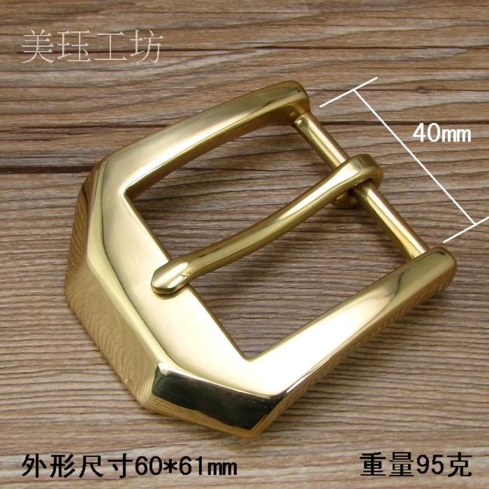Polished brass handmade leather belt buckle copper pin buckle belt head 59186A
