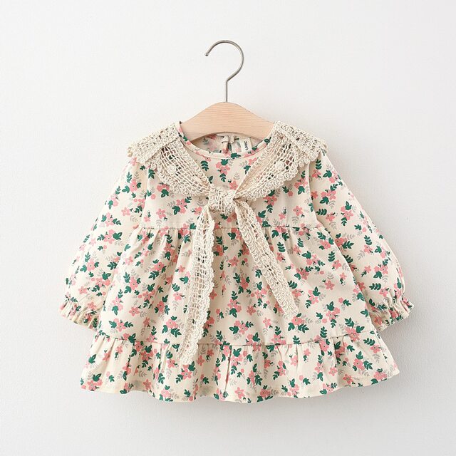 Baby girl dress girls 2022 new style Korean version 2 baby autumn clothes 1 year old cotton clothes princess skirt