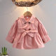 Girls windbreaker Korean version of the foreign style spring and autumn girl baby baby princess windbreaker British style little girl mid-length coat