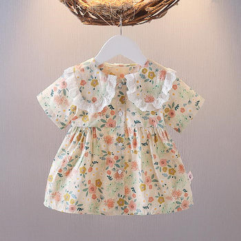 Summer baby girl skirt 2022 new baby girl floral doll skirt shirt Western style children's cotton clothes