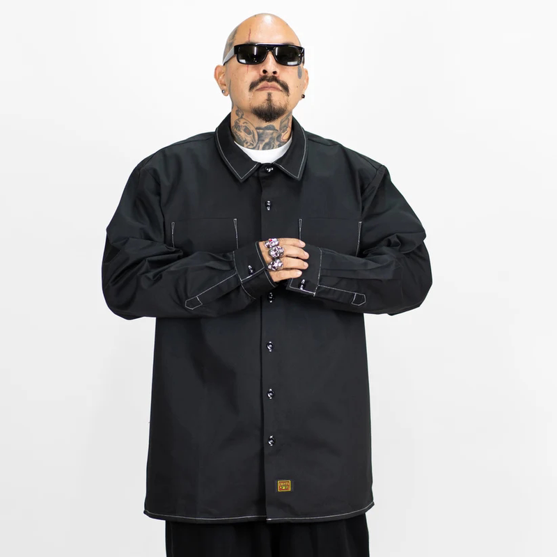 Fb County Chicano Heavy-Duty Long-Sleeve Shirt Kackies Button-Down Work Shirt Loose Casual Versatile