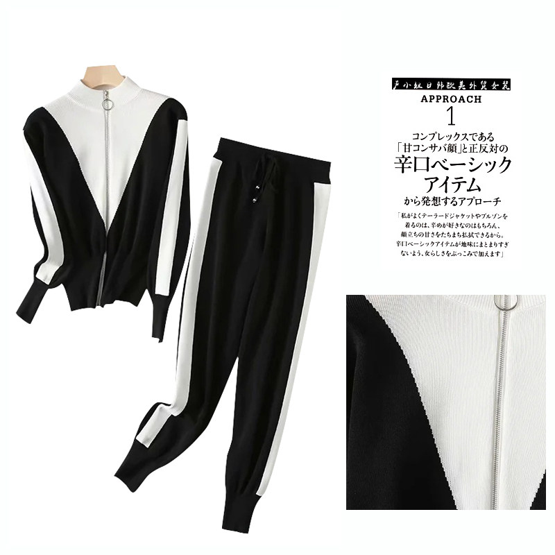 Date Single Foreign Trade Discount Store Cut of Mark Women's Clothing Tailstock Clearing House 2022 Autumn Winter Knit Movement Fashion Two-style Suit Tide