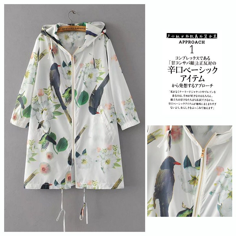 Foreign trade tail list clearance YU single cut label discount cabbage price flower bird print sunscreen jacket spring and summer
