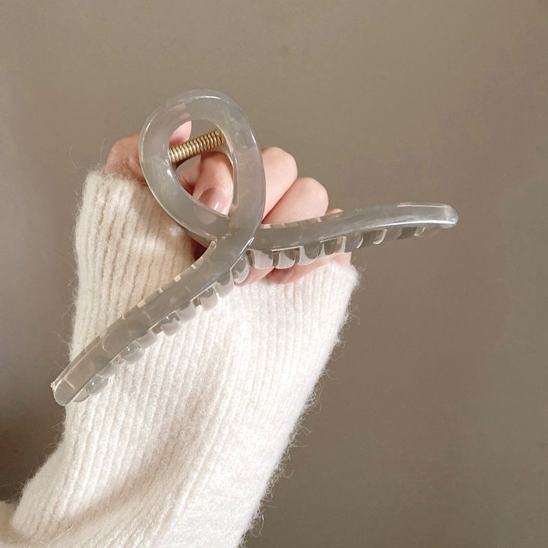 Large Jelly Gray Shark Hair Clip for Thick Hair, French Style High-End Hair Claw Clip, Hairpin for the Back of the Head, Hair Accessory for Women Large Jelly Gray Shark Hair Clip for Thick Hair, French Style High-End Hair Claw Clip, Hairpin for the Back of the Head, Hair Accessory for Women