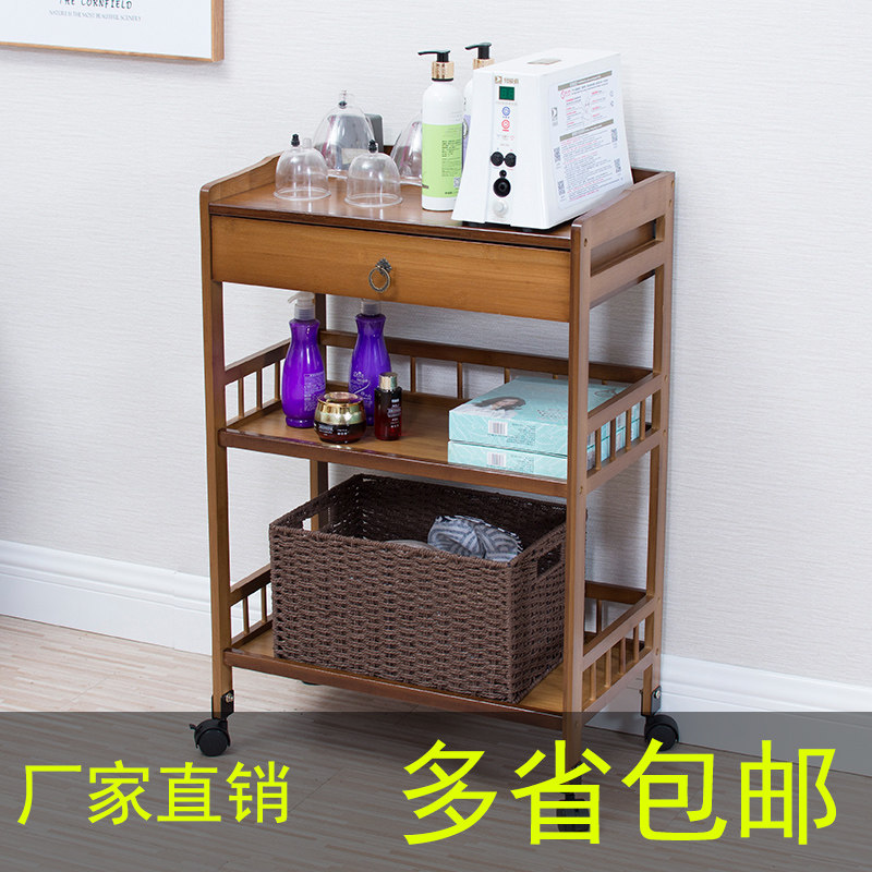 Beauty cart trolley beauty salon special rack new wooden three-layer mobile nail equipment hairdressing tool cart