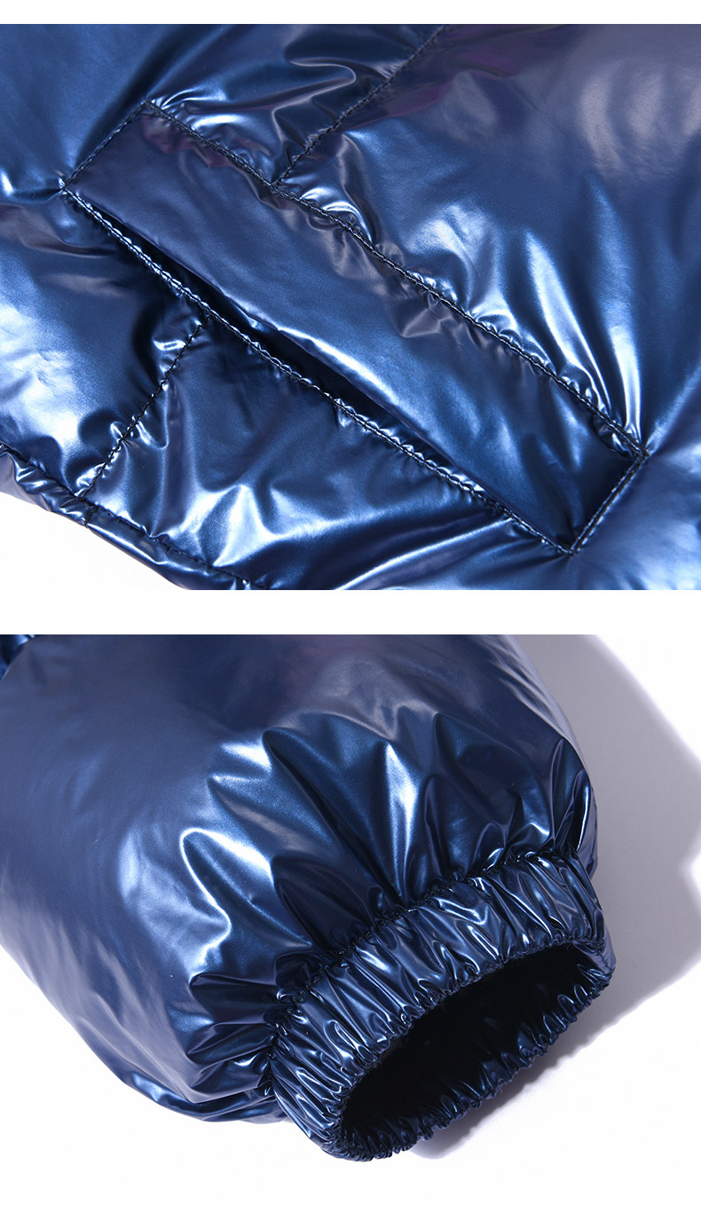 Men's Puffer Jacket Solid Colour Bright Reflective Winter Coat_voghion.com