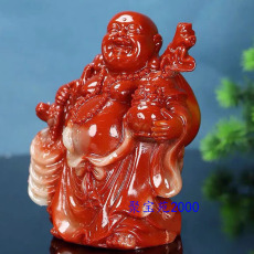 Ювелирный камень 寿山石弥勒佛摆件玉石聚宝盆钱袋笑佛车饰摆件家居钱串招财大肚佛