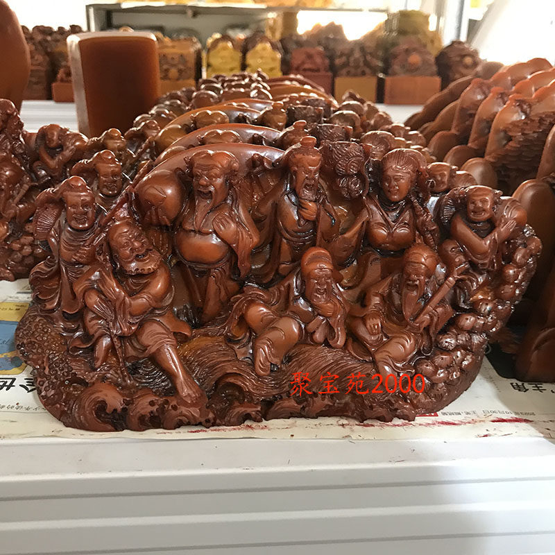 25年必买！做旧仿古玩寿山石八仙过海神像摆件，招财镇宅风水神器-珠宝