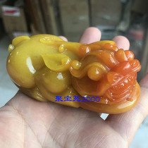 Natural Yunnan Huanglongyu Jade Leopard handlebar piece Huangyu bully Wang leopard leopard to make play piece big ass trick leather body swing piece