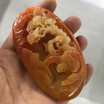 Pretty and cleverly carved imitation yellow dragon jade landscape handles jade landscape paintings hand-played jade handles mens and womens jade