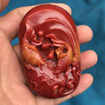 Imitation natural yellow dragon jade has more than enough to make a piece of sugshan stone double fish hands and pieces of jade and jade handpicked pieces by men and women