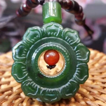 Natural Xinjiang Beyyu Lotus jade pendant and Tian Yulotus pendant pendant male and female necklace wool coat chain pendant Yupei