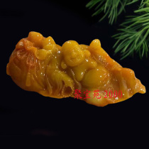 Imitation yellow dragon jade money bag Buddha ornaments jade laughing Buddha car ornaments creative yellow wax stone big belly Buddha ornaments home wine cabinet