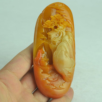 Imitation natural yellow dragon jade handle pieces yellow wax stone landscape play pieces mens and womens jade hand play pieces