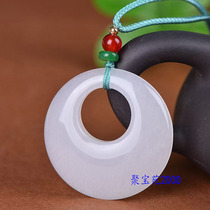New natural Xinjiang white jade gold wire jade peace buckle pendant mutton fat white peace buckle pendant necklace pendant pendant