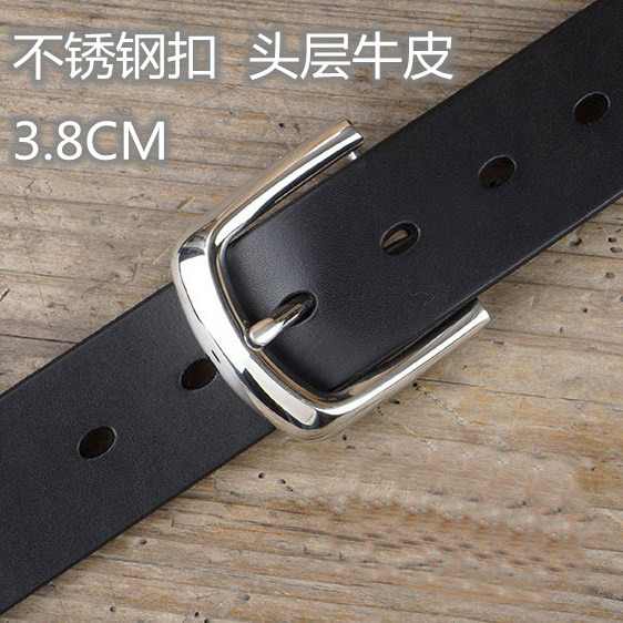 Men's leather belt all-match casual business middle-aged and young people's belt pure cowhide free matching diy steel buckle head