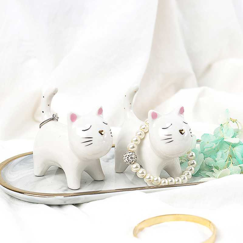 Love cat ceramic decoration Cute cat desktop hand office boy girl send boyfriend small gift birthday gift